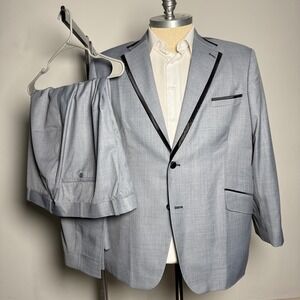 Tailor Custom (John‎ Lewis) Light Blue Suit Jacket Pants Set 56S 44W